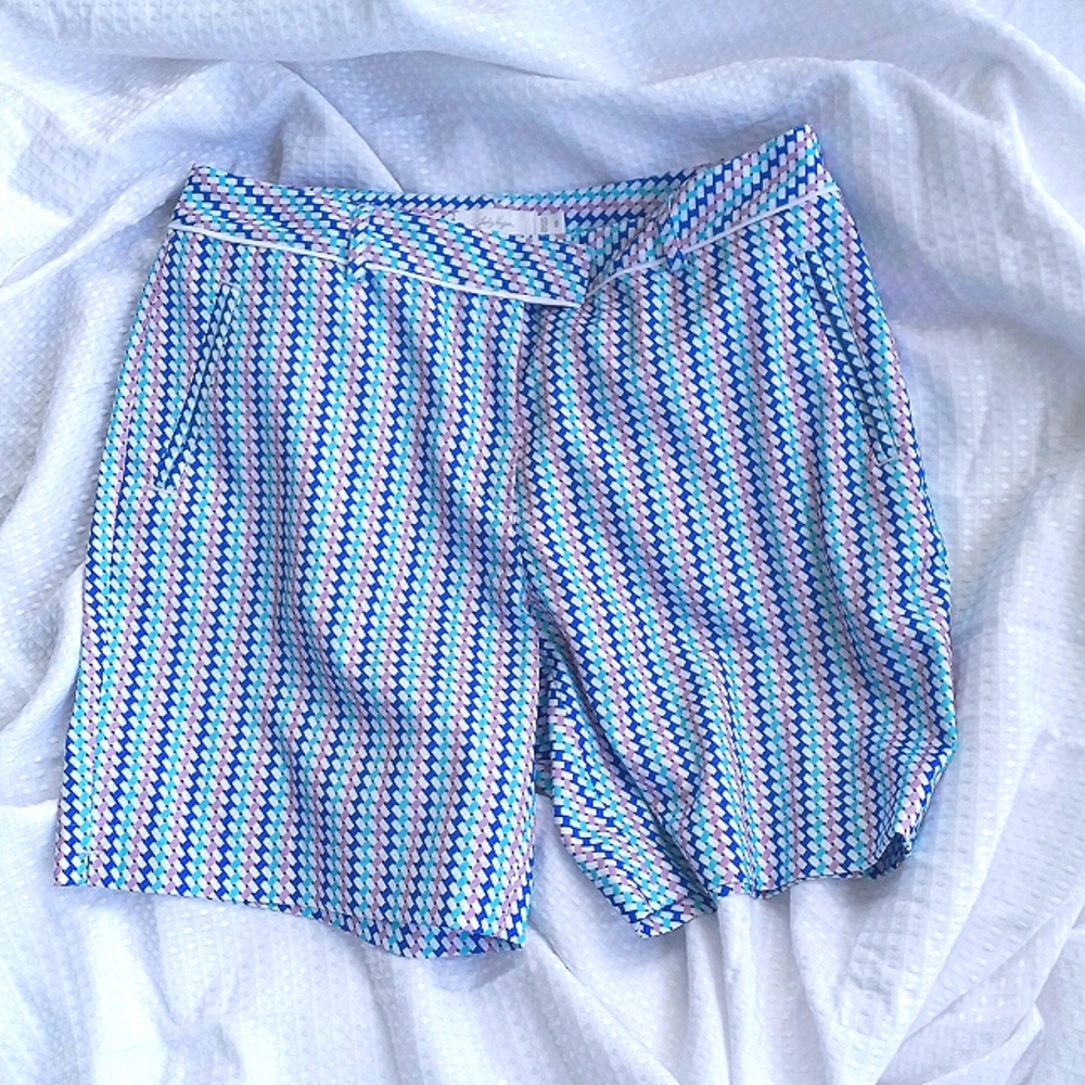 Lady Hagen Golf Shorts Size 6 Blue/White/Pink Multicolor Pockets Belt Loops New